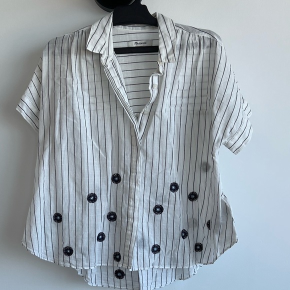 Madewell Like New Collared Stripped Blouse Size XS - Picture 4 of 4